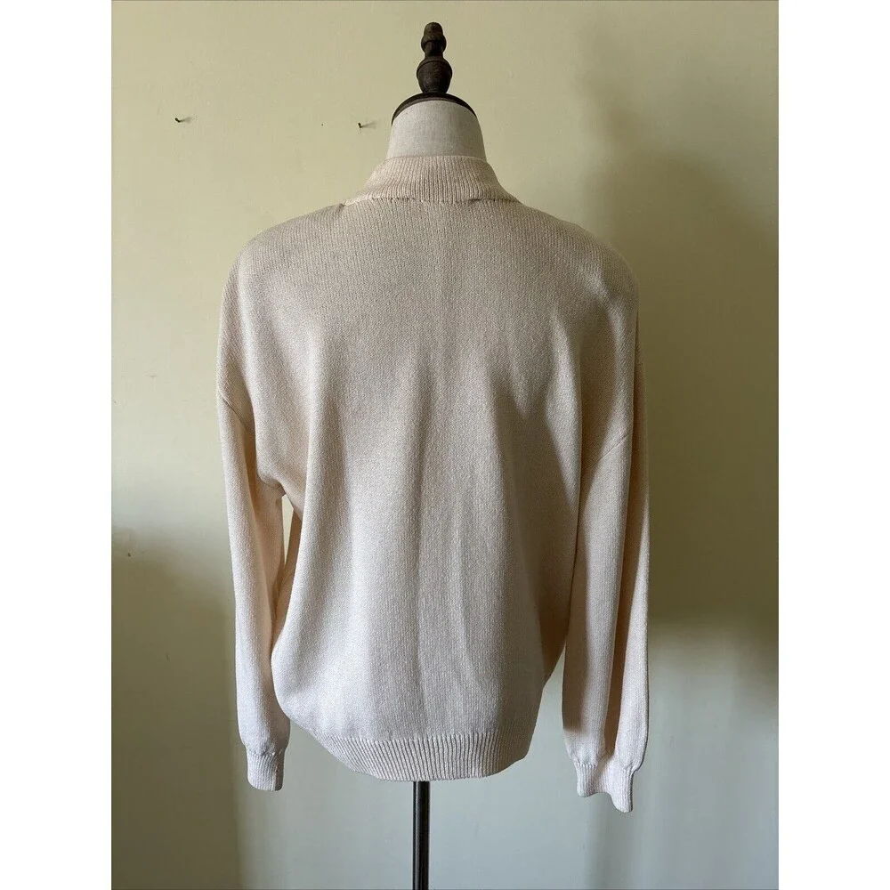 Vintage St John by Marie Gray Embellished Gold‎ & Cream Knit Sweater